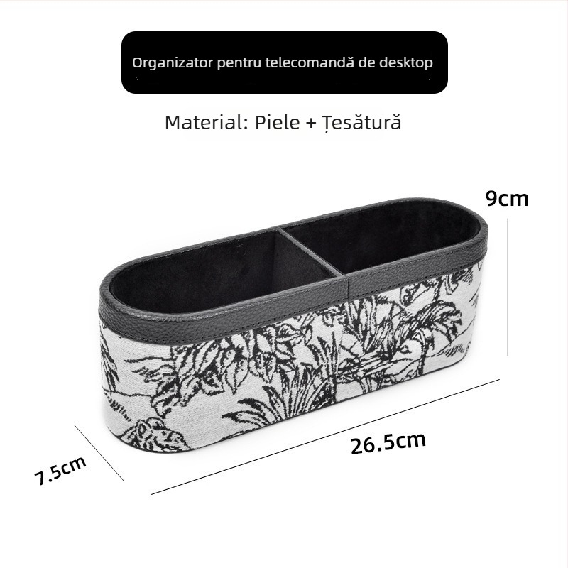 Cutie de depozitare pentru telecomenzi cu compartimente, piele, lux discret, multifuncțională, 2 compartimente