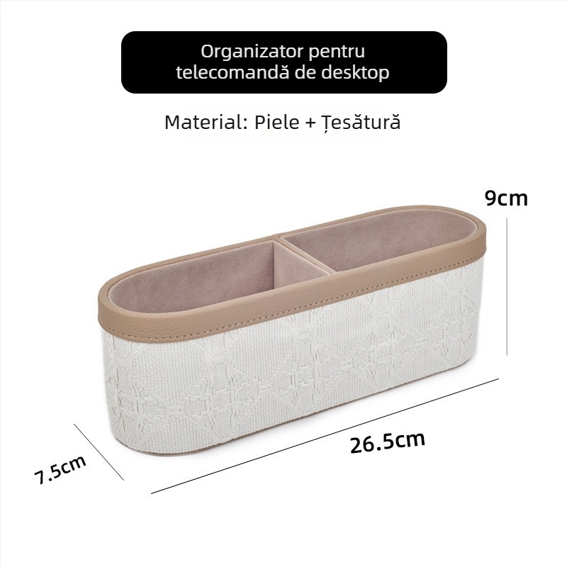 Cutie de depozitare pentru telecomenzi cu compartimente, piele, lux discret, multifuncțională, 2 compartimente