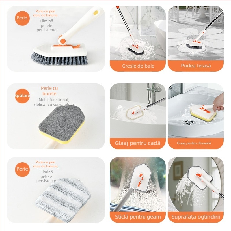 Perie de curățat baie cu burete abraziv, perie din plastic pentru curățare și decontaminare, 30 buc