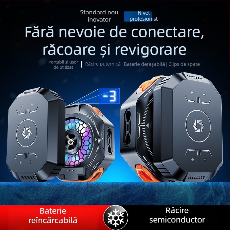 SL53 răcitor pentru telefon cu clips posterior – baterie detașabilă, afișaj digital, răcire cu semiconductori magnetici; 150 g, 10 W, ABS, interfață Type-C