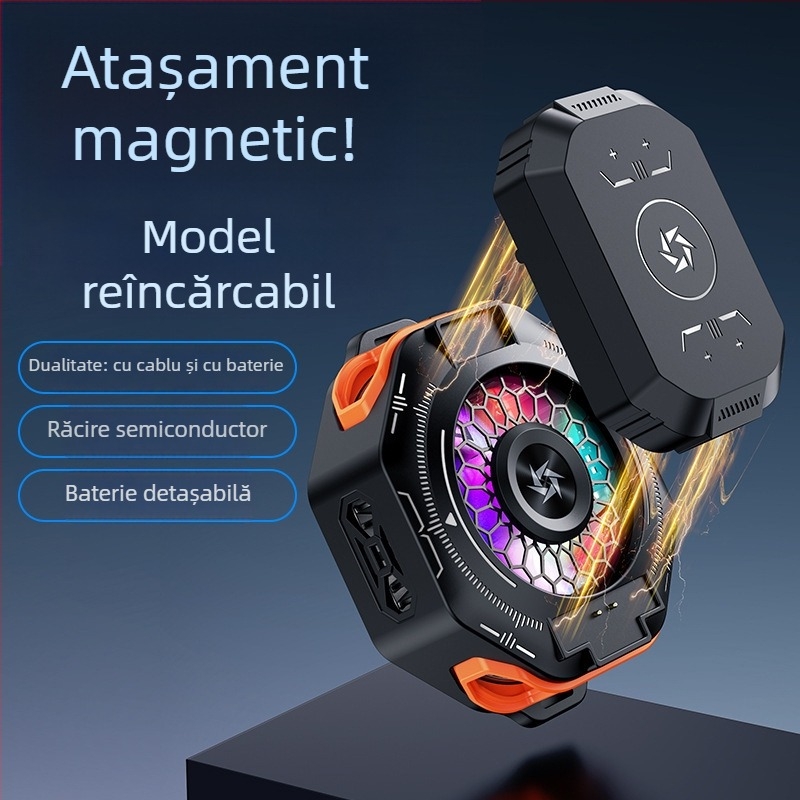 SL53 răcitor pentru telefon cu clips posterior – baterie detașabilă, afișaj digital, răcire cu semiconductori magnetici; 150 g, 10 W, ABS, interfață Type-C