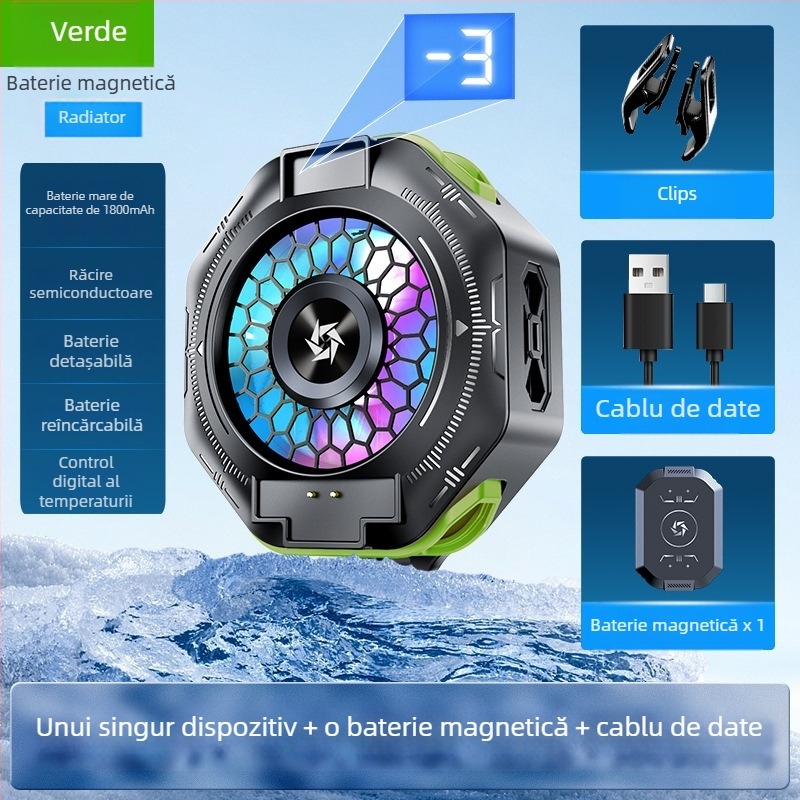 SL53 răcitor pentru telefon cu clips posterior – baterie detașabilă, afișaj digital, răcire cu semiconductori magnetici; 150 g, 10 W, ABS, interfață Type-C
