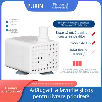 Pompă submersibilă pentru acvariu, circulație și oxigenare, 5V USB, ABS, PX-300D, Puxin
