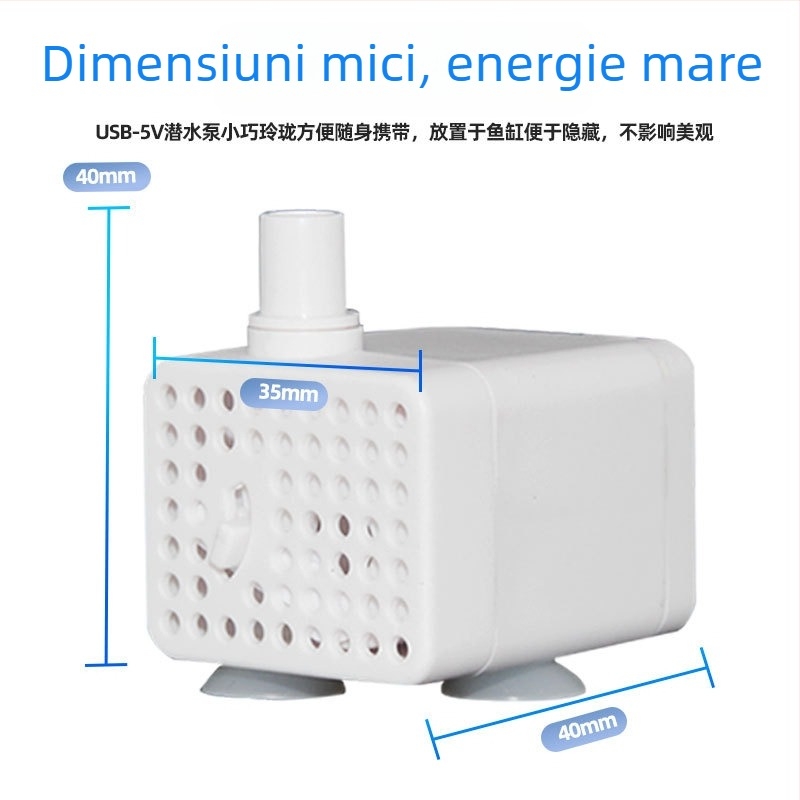 Pompă submersibilă pentru acvariu, circulație și oxigenare, 5V USB, ABS, PX-300D, Puxin