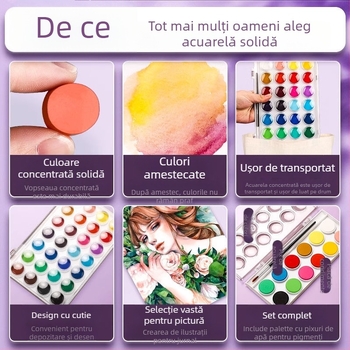 Set de acuarele pentru elevi — Marley/Marie's, material: acuarelă, ambalaj: cutie, destinație: pictură cu acuarele.