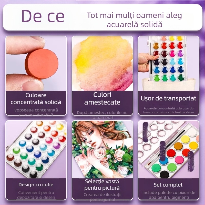 Set de acuarele pentru elevi — Marley/Marie's, material: acuarelă, ambalaj: cutie, destinație: pictură cu acuarele.