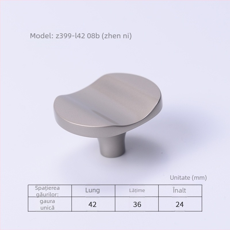 Mâner pentru ușă de dulap – cu gaură unică, aliaj zinc, stil modern minimalist, placare electroplatină