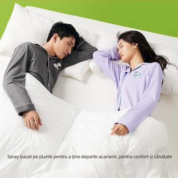 Set de pijamă din bumbac imitativ, cu guler rever, mâneci lungi și pantaloni — greutate medie 141–160 g/m²