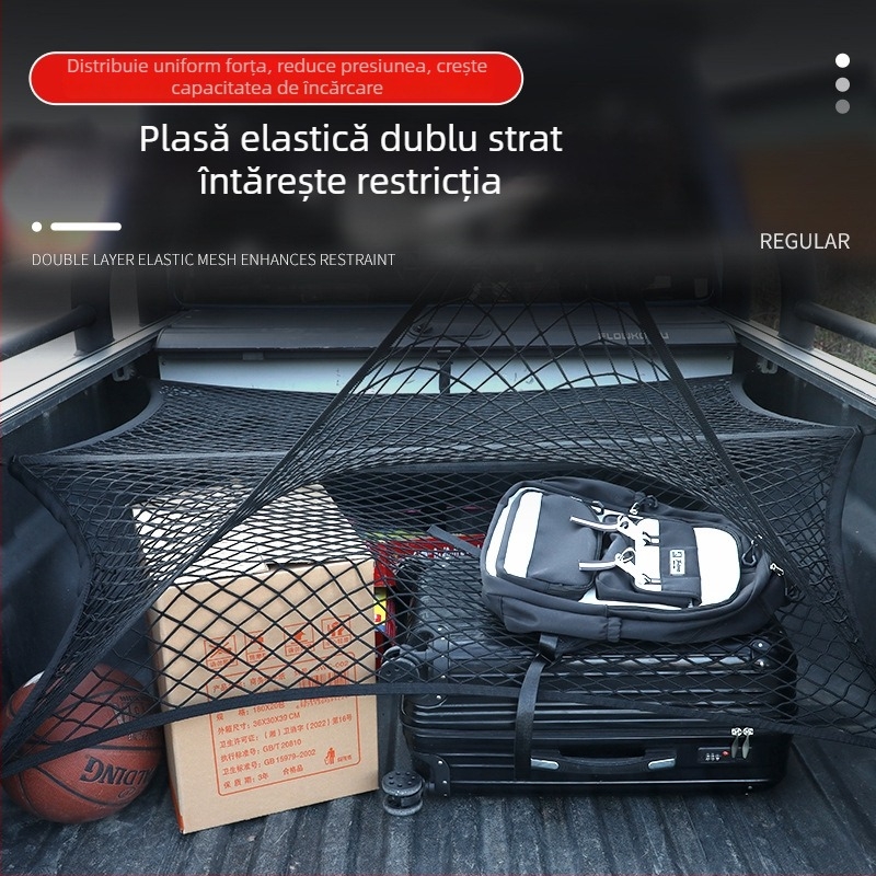Plasă de încărcare pentru portbagajul din spate, poliester, potrivire universală, pliabilă, personalizabilă, imprimare logo disponibilă
