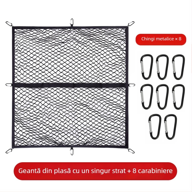 Plasă de încărcare pentru portbagajul din spate, poliester, potrivire universală, pliabilă, personalizabilă, imprimare logo disponibilă