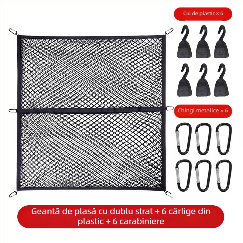 Plasă de încărcare pentru portbagajul din spate, poliester, potrivire universală, pliabilă, personalizabilă, imprimare logo disponibilă