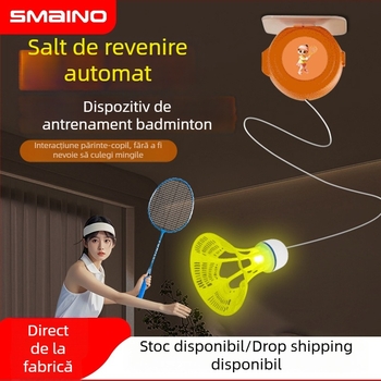 Antrenor de badminton cu revenire automată, antrenament familial interactiv, set de 3 bucăți, cadru din aliaj de fier, șnururi din Nailon, 90–94 g