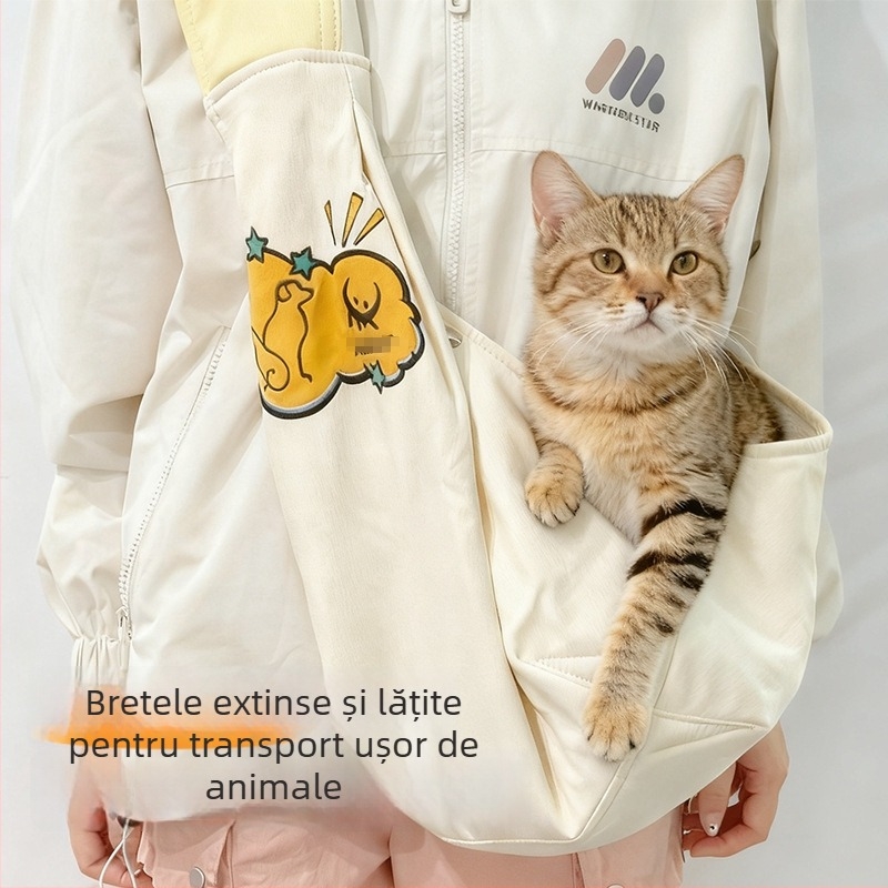 Geantă sling pentru animale de companie, pentru pisici și câini mici, cu gaură pentru cap, portabilă pentru exterior (bumbac • Modelul 4 • moale mediu)