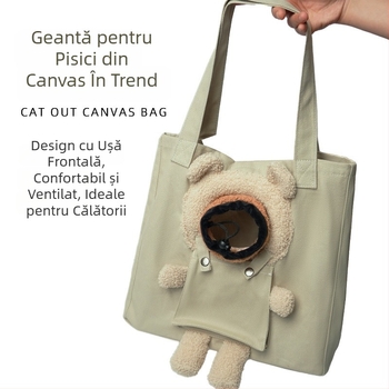 Yi chong Geantă purtătoare pentru pisici cu deschidere superioară - din pânză, capacitate până la 6 kg, model solid