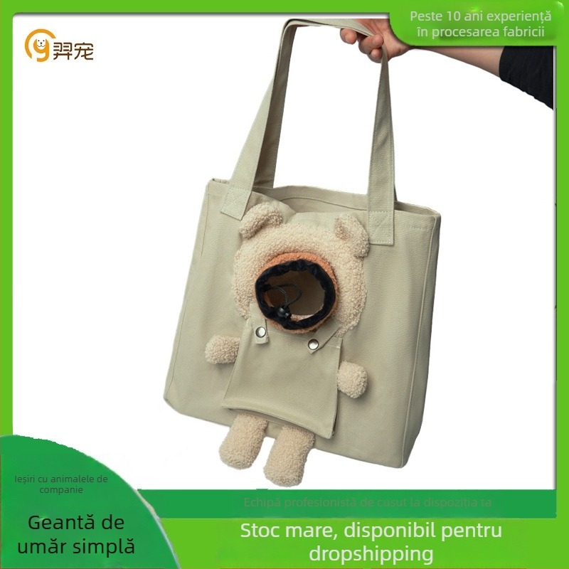 Yi chong Geantă purtătoare pentru pisici cu deschidere superioară - din pânză, capacitate până la 6 kg, model solid