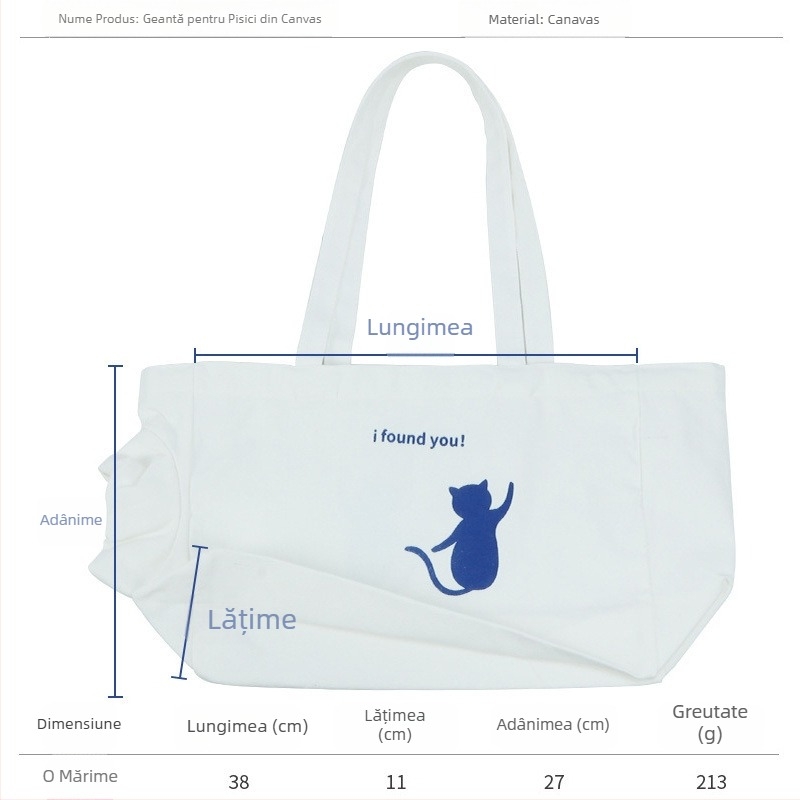 Yi chong Geantă purtătoare pentru pisici cu deschidere superioară - din pânză, capacitate până la 6 kg, model solid