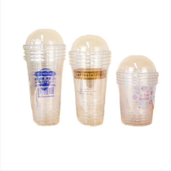 Pahar PET de unică folosință pentru cafea/ceai cu lapte, imprimare offset, personalizabil, imprimare logo disponibil, potrivit pentru ambalaje alimentare