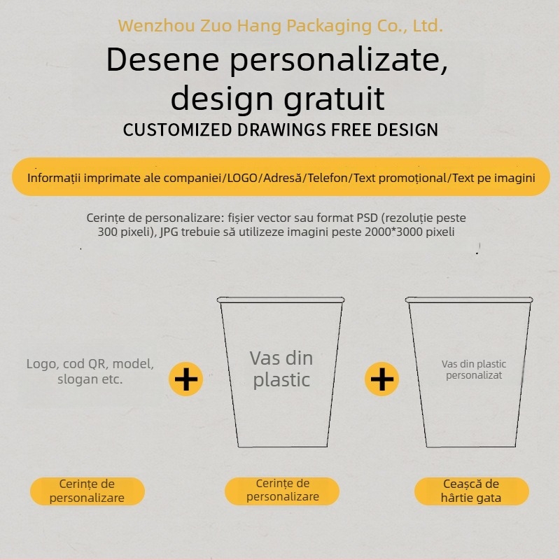 Pahar PET de unică folosință pentru cafea/ceai cu lapte, imprimare offset, personalizabil, imprimare logo disponibil, potrivit pentru ambalaje alimentare