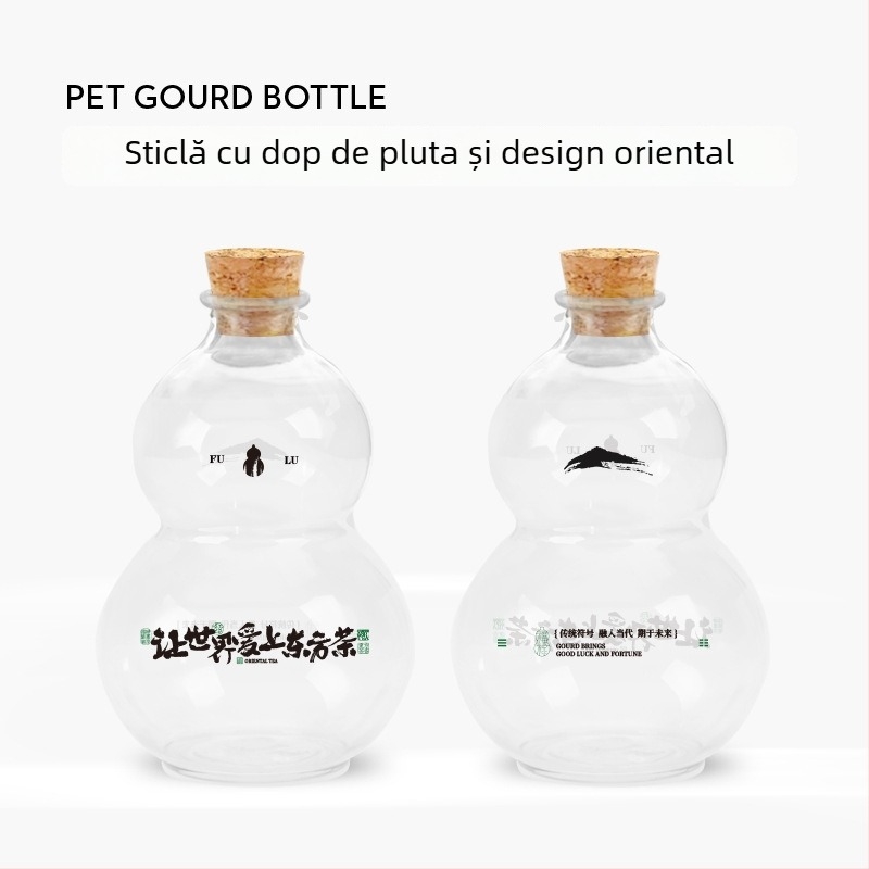 Sticlă PET de unică folosință cu capac, pentru ceai cu lapte cold brew, 401-500 ml, destinată magazinelor de ceai, plastic ne-degradabil
