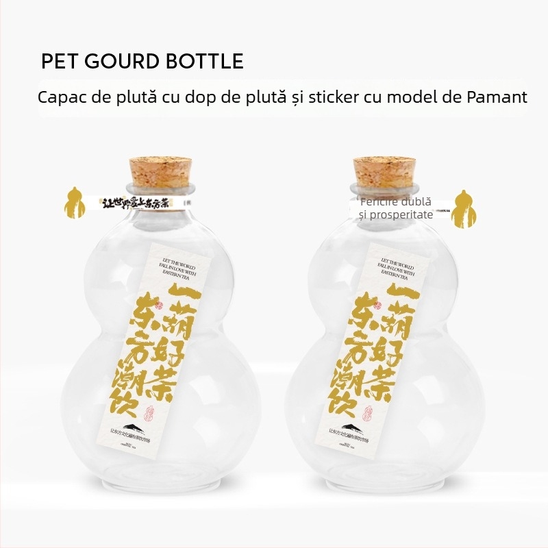 Sticlă PET de unică folosință cu capac, pentru ceai cu lapte cold brew, 401-500 ml, destinată magazinelor de ceai, plastic ne-degradabil