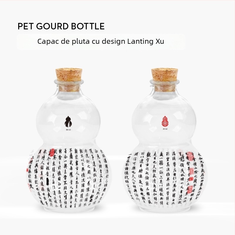 Sticlă PET de unică folosință cu capac, pentru ceai cu lapte cold brew, 401-500 ml, destinată magazinelor de ceai, plastic ne-degradabil