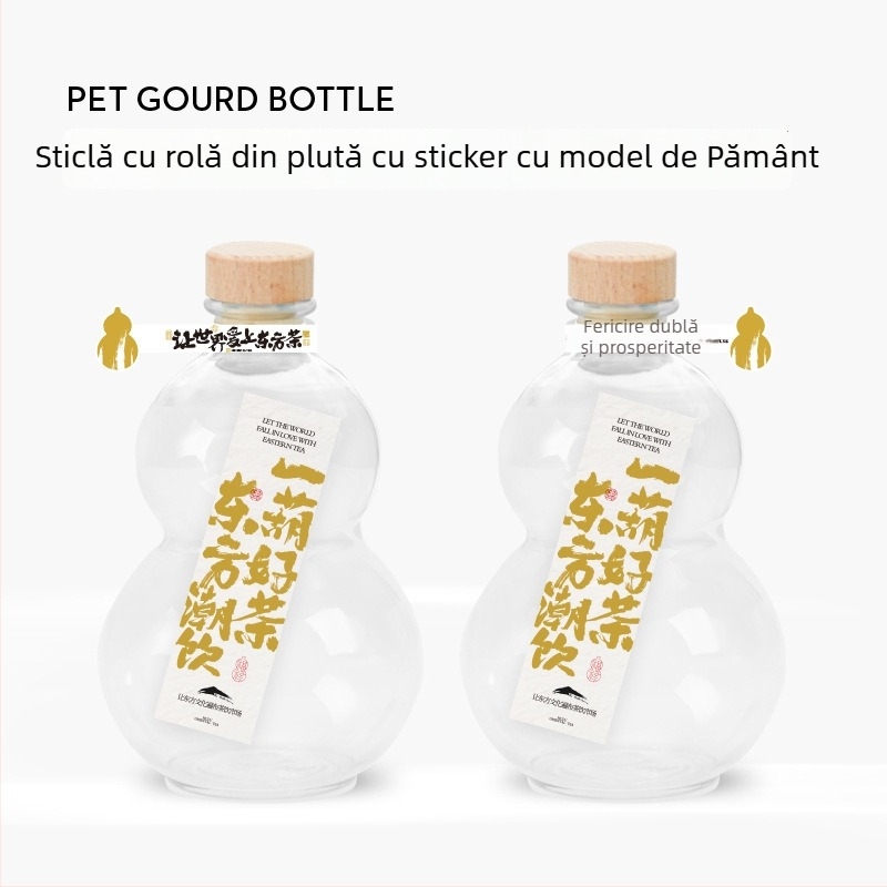 Sticlă PET de unică folosință cu capac, pentru ceai cu lapte cold brew, 401-500 ml, destinată magazinelor de ceai, plastic ne-degradabil