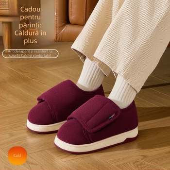 Papuci de interior din bumbac pentru bărbați, talpă antiderapantă TPR, partea superioară textil, închidere Velcro — Toamna 2025
