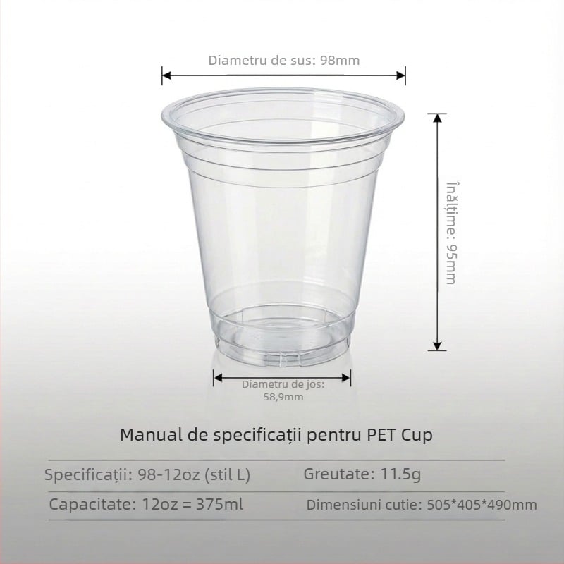 Pahare transparente din plastic cu capac, set de pahare PET, de unică folosință, pentru ceai cu lapte, băuturi reci și iaurt