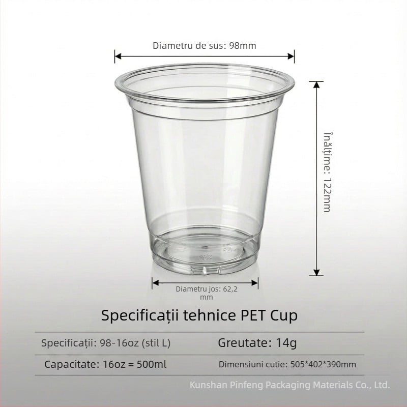 Pahare transparente din plastic cu capac, set de pahare PET, de unică folosință, pentru ceai cu lapte, băuturi reci și iaurt