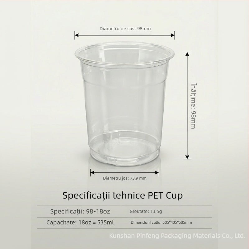 Pahare transparente din plastic cu capac, set de pahare PET, de unică folosință, pentru ceai cu lapte, băuturi reci și iaurt