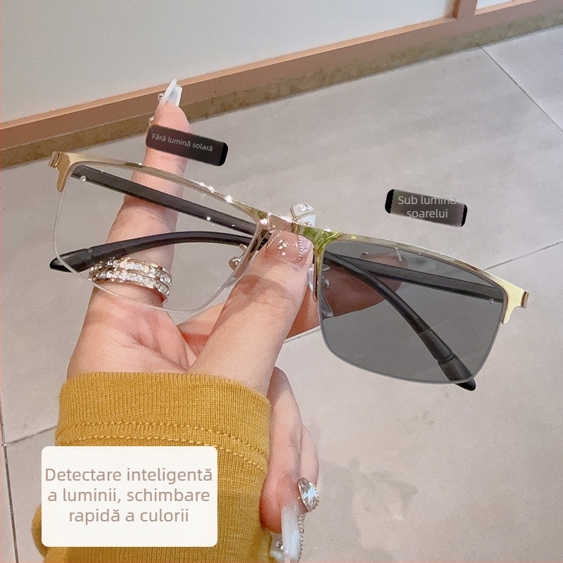 Ochelari de lectură cu lentile progresive multi-focale, lentile fotokromice și protecție împotriva luminii albastre, protecție UV