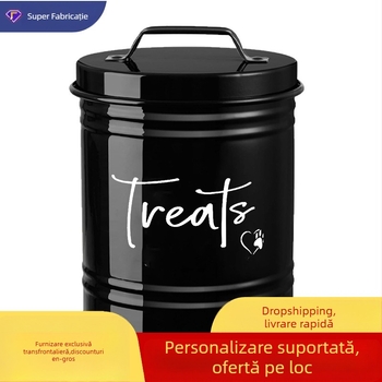 Recipient rotund pentru depozitarea hranei pentru animale – din oțel galvanizat, cu capac, capacitate mare