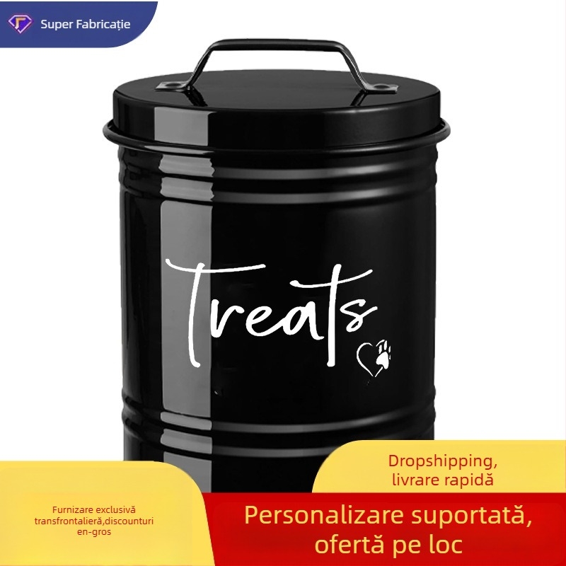 Recipient rotund pentru depozitarea hranei pentru animale – din oțel galvanizat, cu capac, capacitate mare