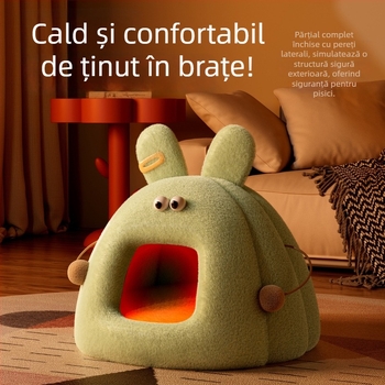 Cuib pentru pisici – culcuș închis, cald, din PP bumbac, pentru pisici, utilizare pentru toate anotimpurile