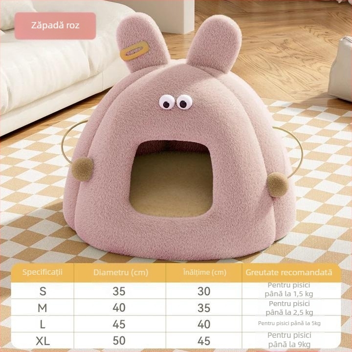 Cuib pentru pisici – culcuș închis, cald, din PP bumbac, pentru pisici, utilizare pentru toate anotimpurile