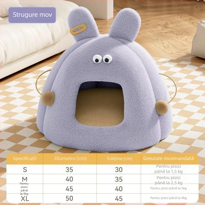 Cuib pentru pisici – culcuș închis, cald, din PP bumbac, pentru pisici, utilizare pentru toate anotimpurile