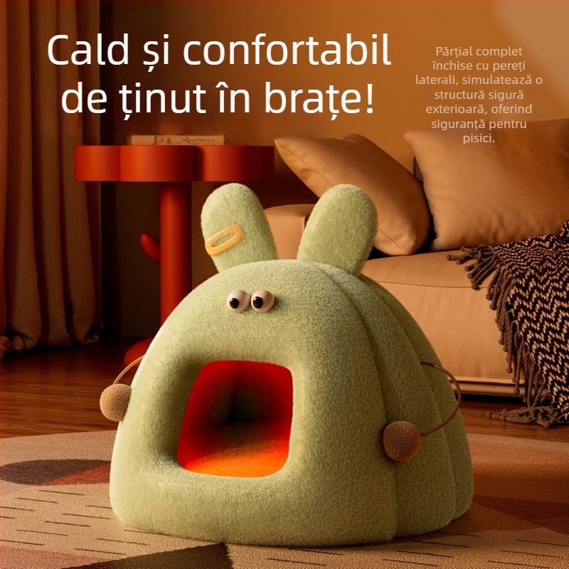 Cuib pentru pisici – culcuș închis, cald, din PP bumbac, pentru pisici, utilizare pentru toate anotimpurile