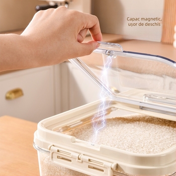 Cutie de depozitare pentru orez și făină, etanșă, din plastic PP, cu înregistrare a datei și logo imprimat