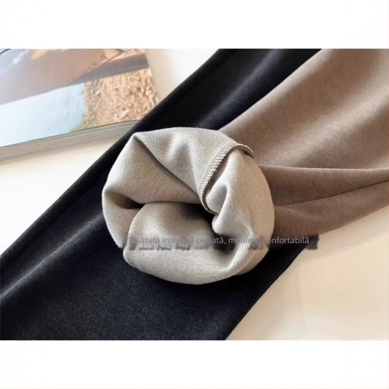 Pantaloni casual pentru bărbați, croială dreaptă, talie înaltă, fermoar, amestec poliester