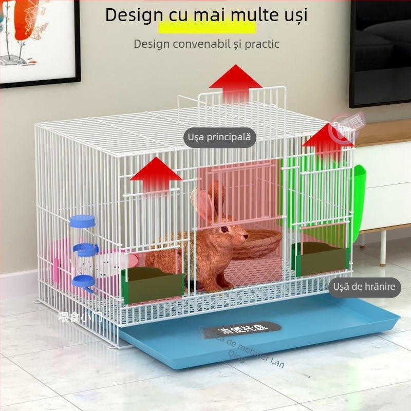 Cușcă pentru iepuri, din metal, set complet cu toaletă, pliabil, pentru uz casnic, fabricat în China