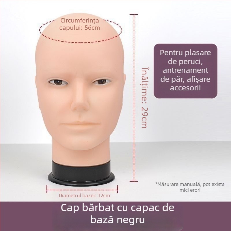 Model cap pentru perucă - păr lung drept cu breton, păr din mătase, poate fi vopsit sau perimat