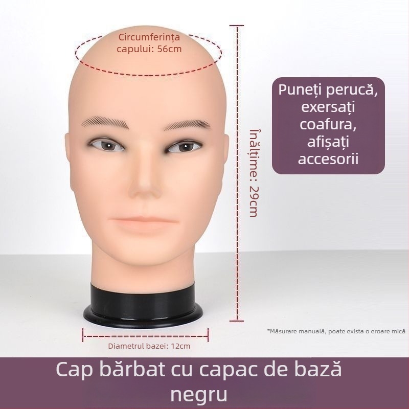 Model cap pentru perucă - păr lung drept cu breton, păr din mătase, poate fi vopsit sau perimat