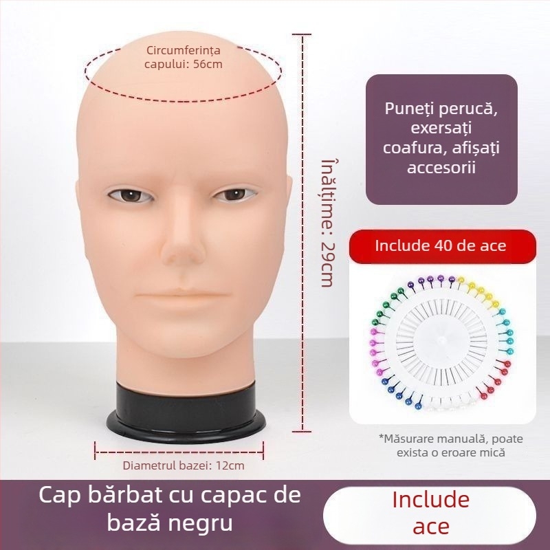 Model cap pentru perucă - păr lung drept cu breton, păr din mătase, poate fi vopsit sau perimat