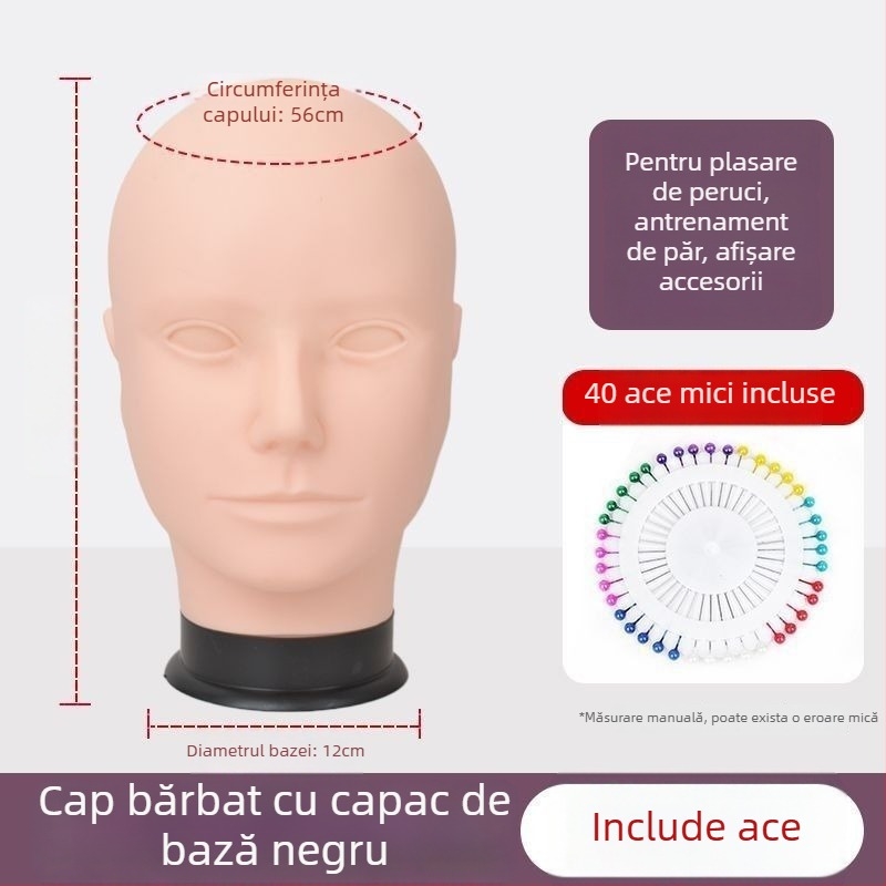 Model cap pentru perucă - păr lung drept cu breton, păr din mătase, poate fi vopsit sau perimat