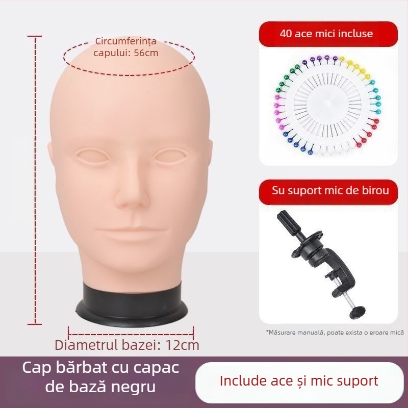 Model cap pentru perucă - păr lung drept cu breton, păr din mătase, poate fi vopsit sau perimat