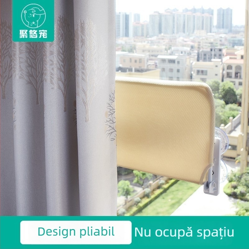 Hamac pentru pisici cu ventuze pentru geam, cuib de pisica din pluș sintetic scurt, respirabil și cald, pentru toate sezoanele