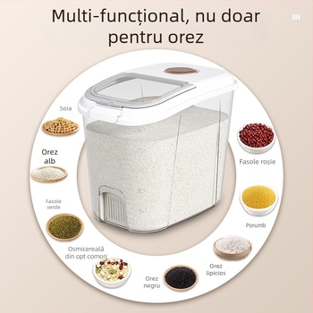 Recipient pentru depozitare orez, capac etanș, rezistent la umezeală și dăunători – plastic PP