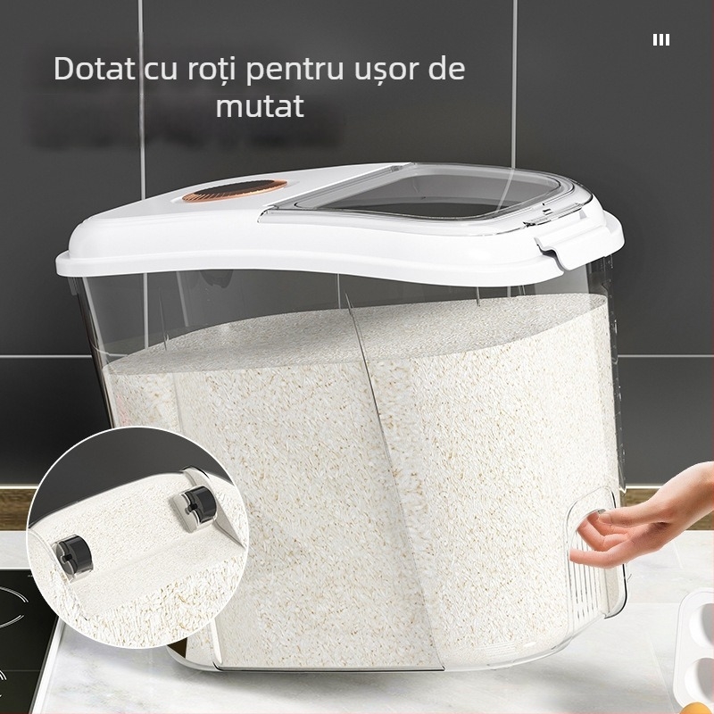 Recipient pentru depozitare orez, capac etanș, rezistent la umezeală și dăunători – plastic PP