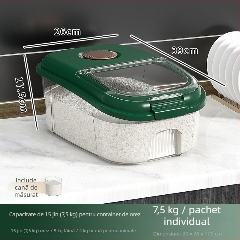 Recipient pentru depozitare orez, capac etanș, rezistent la umezeală și dăunători – plastic PP
