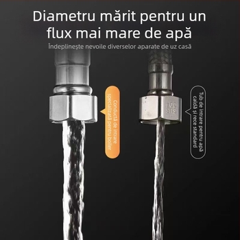 Tubă de intrare apă din oțel inoxidabil 304, împletită, cu capete duble, rezistentă la explozii, pentru boiler, 90°C, presiune nominală 10
